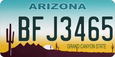 AZ license plate BFJ3465