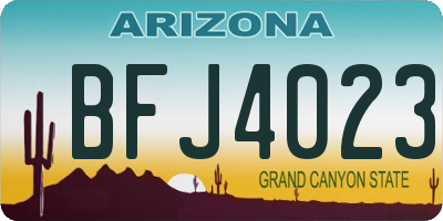 AZ license plate BFJ4023