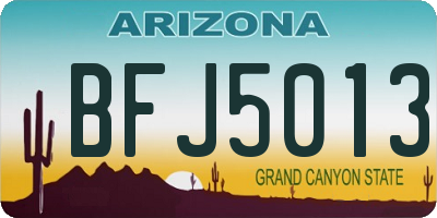 AZ license plate BFJ5013