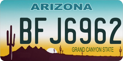 AZ license plate BFJ6962