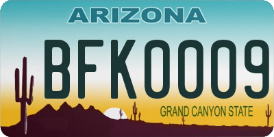 AZ license plate BFK0009