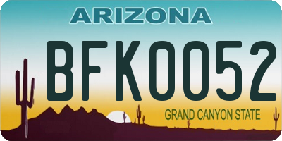 AZ license plate BFK0052