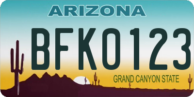 AZ license plate BFK0123