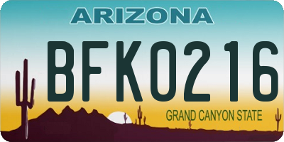 AZ license plate BFK0216