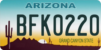 AZ license plate BFK0220