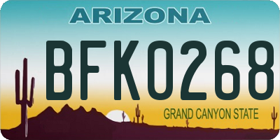 AZ license plate BFK0268