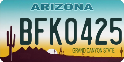 AZ license plate BFK0425