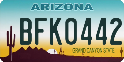 AZ license plate BFK0442
