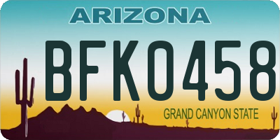AZ license plate BFK0458