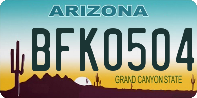 AZ license plate BFK0504