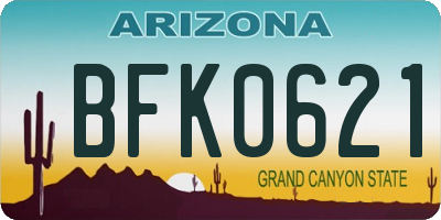 AZ license plate BFK0621