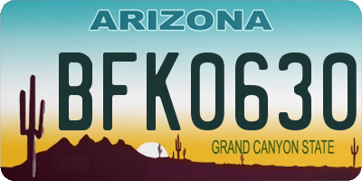 AZ license plate BFK0630