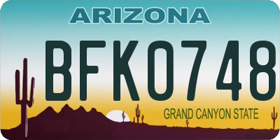 AZ license plate BFK0748
