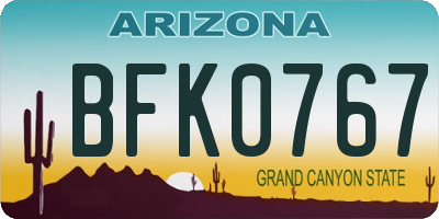 AZ license plate BFK0767