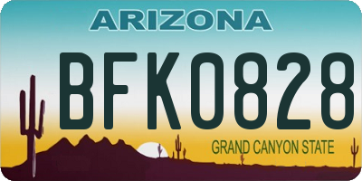 AZ license plate BFK0828