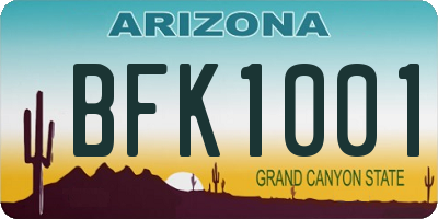 AZ license plate BFK1001