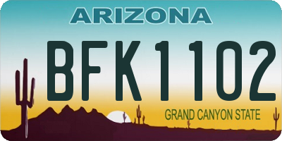 AZ license plate BFK1102