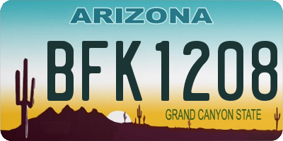 AZ license plate BFK1208