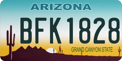 AZ license plate BFK1828