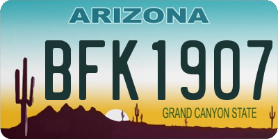 AZ license plate BFK1907