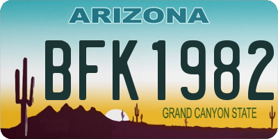 AZ license plate BFK1982