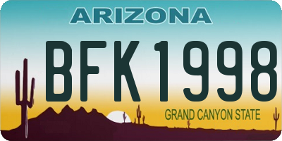AZ license plate BFK1998