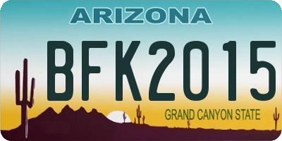 AZ license plate BFK2015