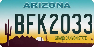 AZ license plate BFK2033