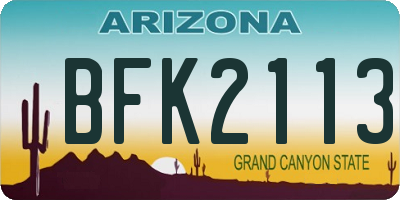 AZ license plate BFK2113