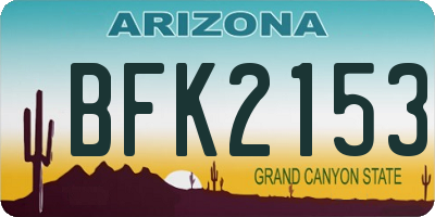 AZ license plate BFK2153