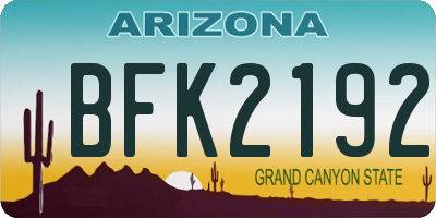 AZ license plate BFK2192