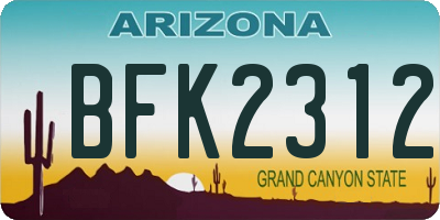 AZ license plate BFK2312