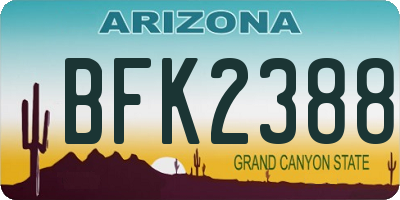 AZ license plate BFK2388