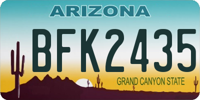 AZ license plate BFK2435