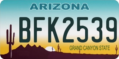 AZ license plate BFK2539