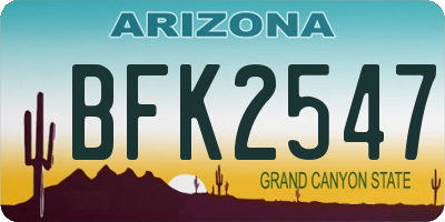AZ license plate BFK2547