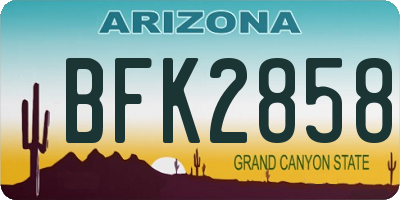 AZ license plate BFK2858