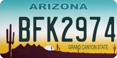 AZ license plate BFK2974