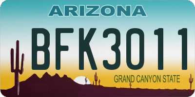 AZ license plate BFK3011