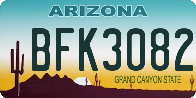 AZ license plate BFK3082