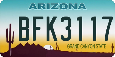 AZ license plate BFK3117