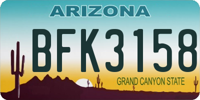AZ license plate BFK3158