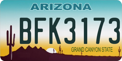 AZ license plate BFK3173