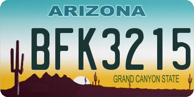 AZ license plate BFK3215