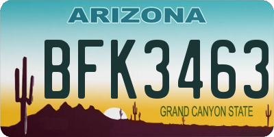 AZ license plate BFK3463