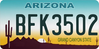 AZ license plate BFK3502