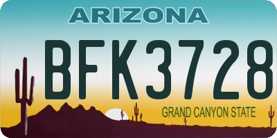 AZ license plate BFK3728