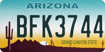 AZ license plate BFK3744