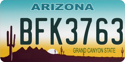 AZ license plate BFK3763