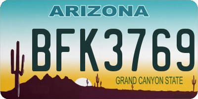 AZ license plate BFK3769